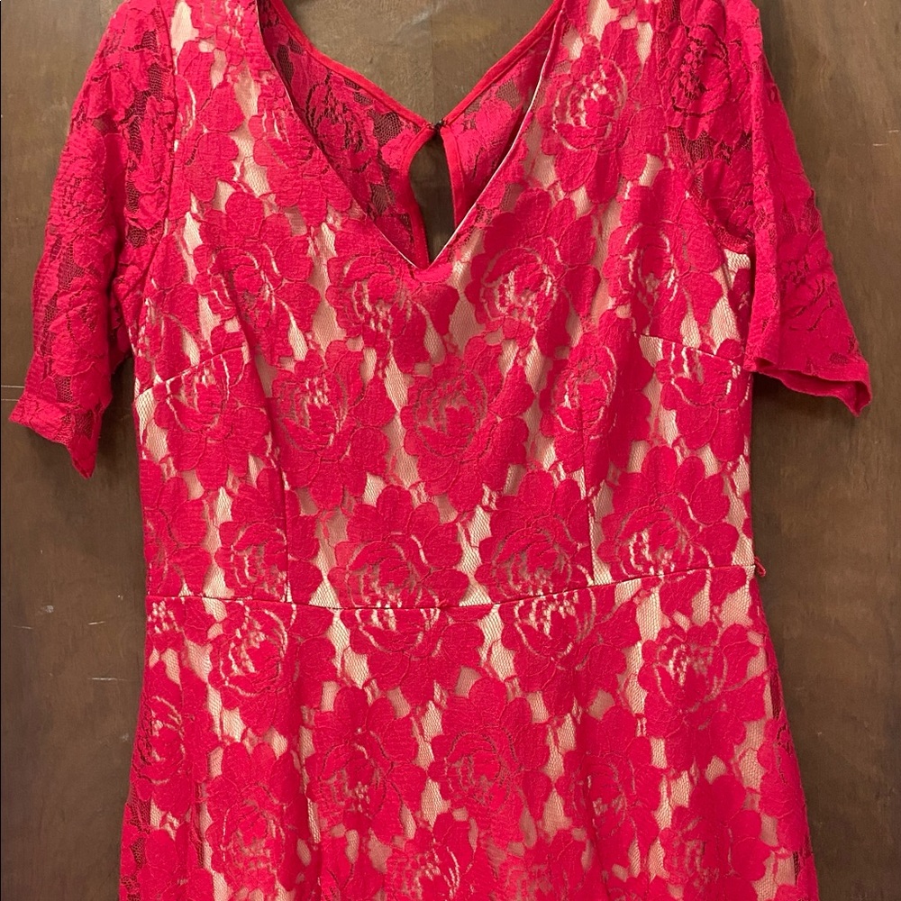 SALE 🔥Danny & Nicole red lace dress in great shape
